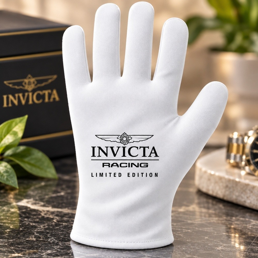 Invicta Racing Limited Edition White Watch Handling Glove Collectors Accessory